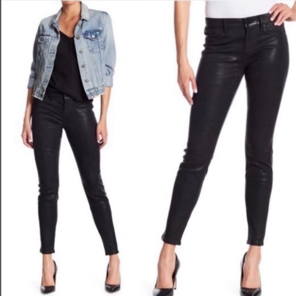 Level 99 Mid-Rise Black Coated Skinny Jeans - Picture 1 of 9